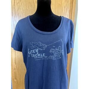 Eddie Bauer scoop neck short sleeve blue, fishing shirt, women's size L